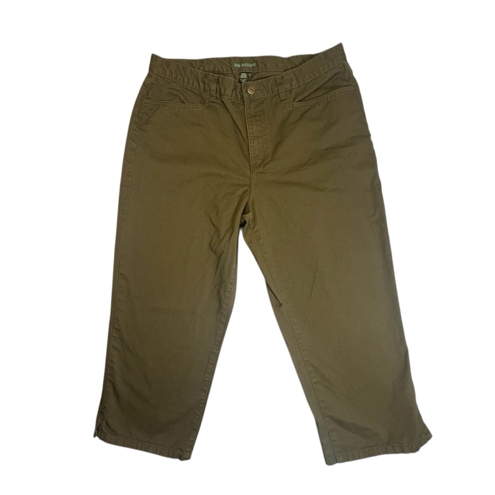 Lauren Jeans Co. Classic Cropped Fit Olive Green 100% Cotton Pants Size 12 EUC
